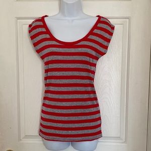 Michael Stars original tee Striped Sleeveless Top Red Gray One Size Fits Most